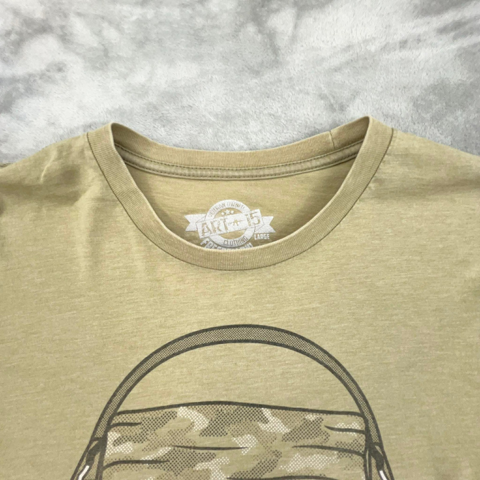 Art 15 Clothing Men’s Large Tan Graphic T‑Shirt Veteran Owned Bearded Operator