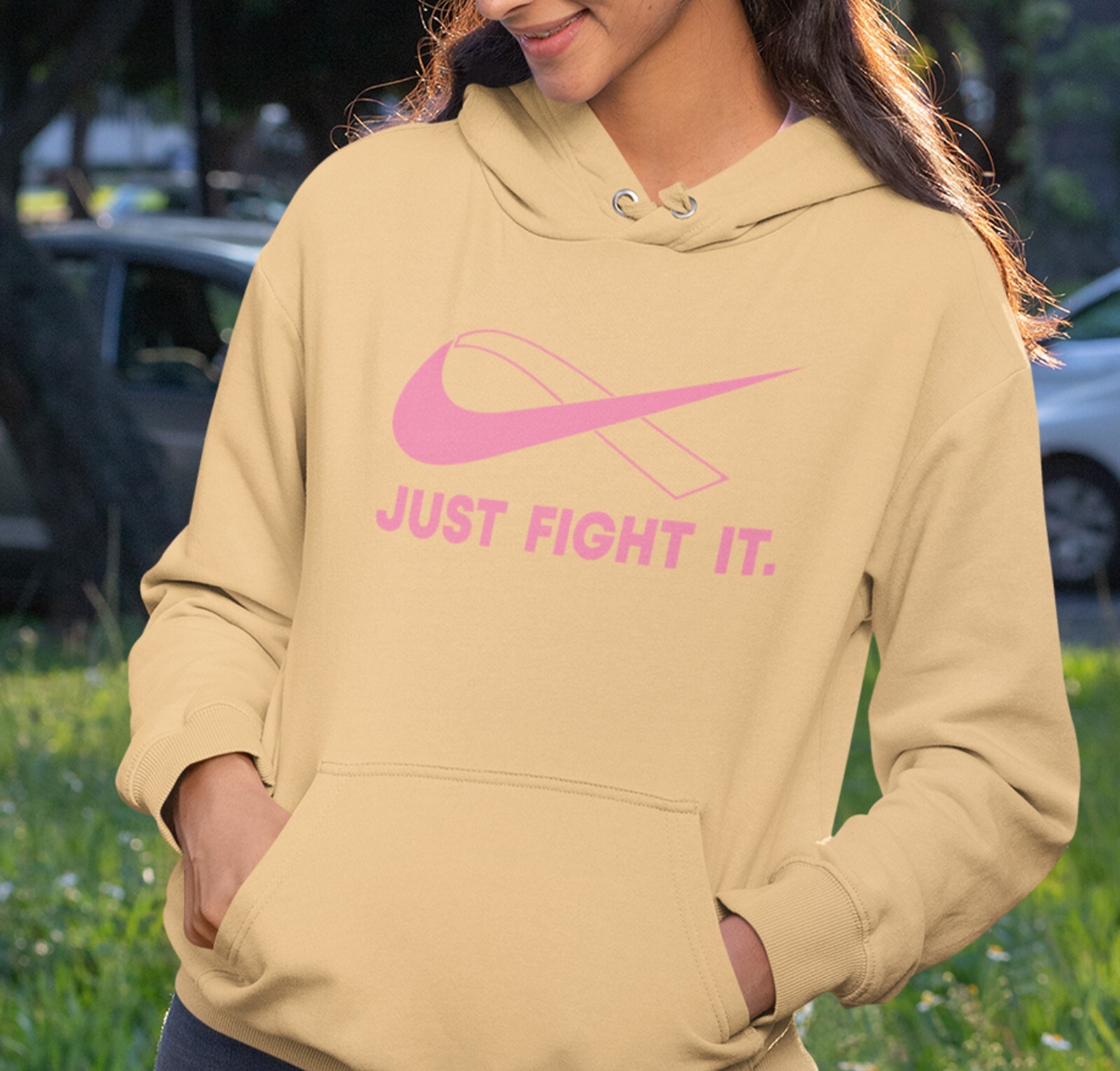 Just Fight It Hoodie PINK Ribbon Shirt Breast Cancer Hoodie Mom Shirt Survivor