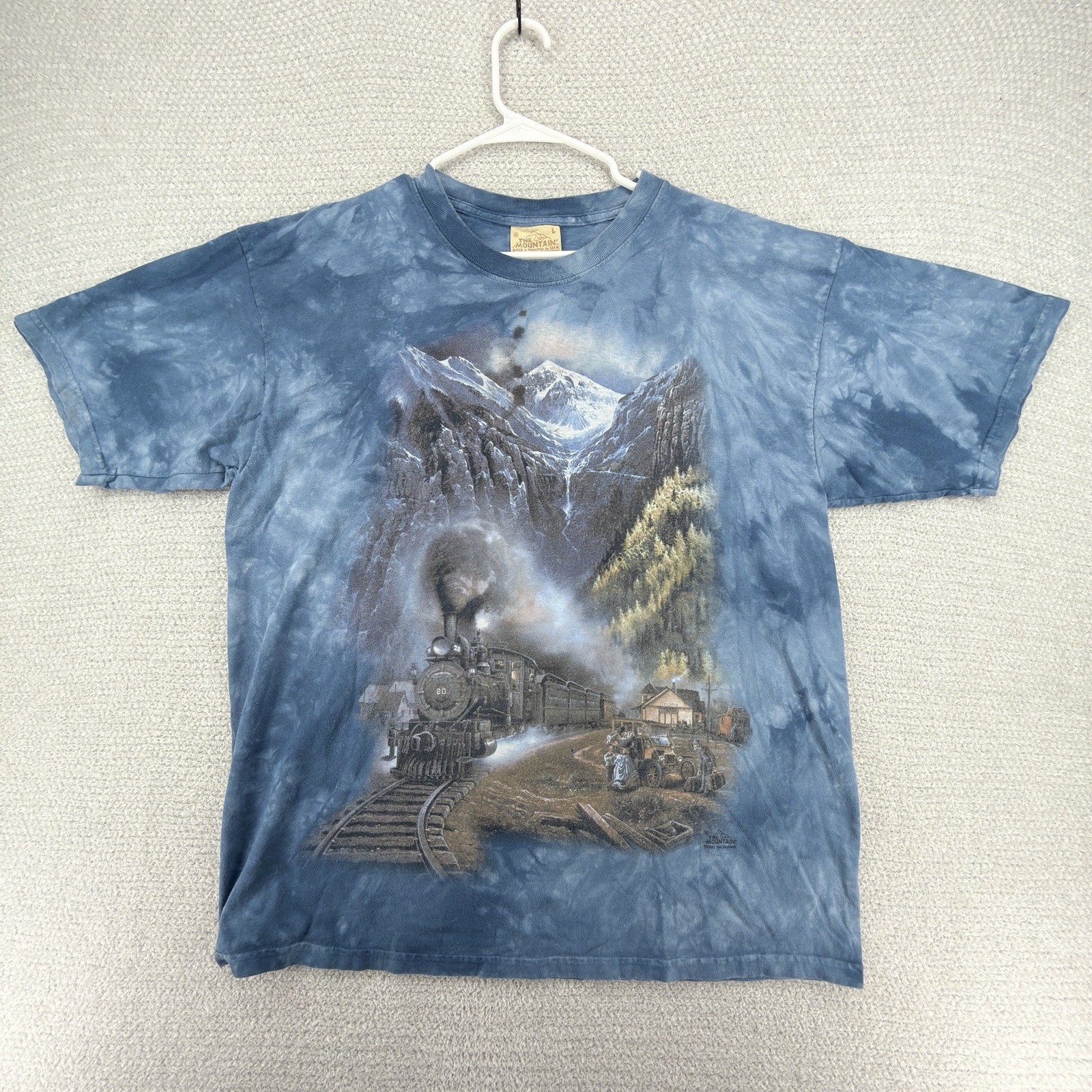 Vintage 2003 The Mountain T-Shirt Mens Large Train Nature Tie Dye Short Sleeve