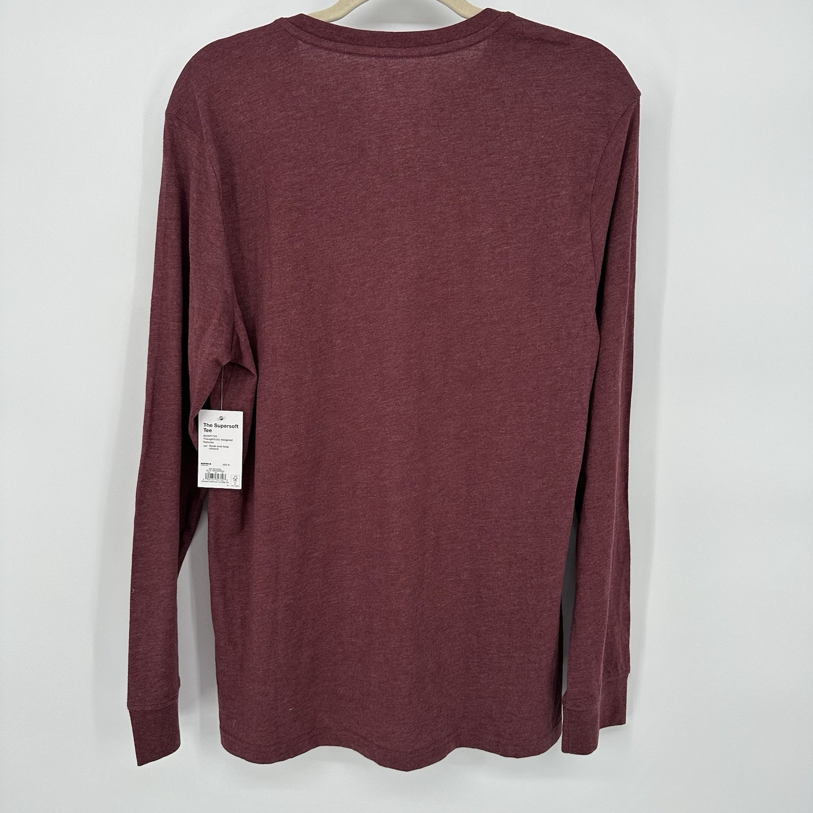 Sonoma Men’s Sz M Adaptive Collar T-Shirt Maroon Long Sleeve Tee NWT