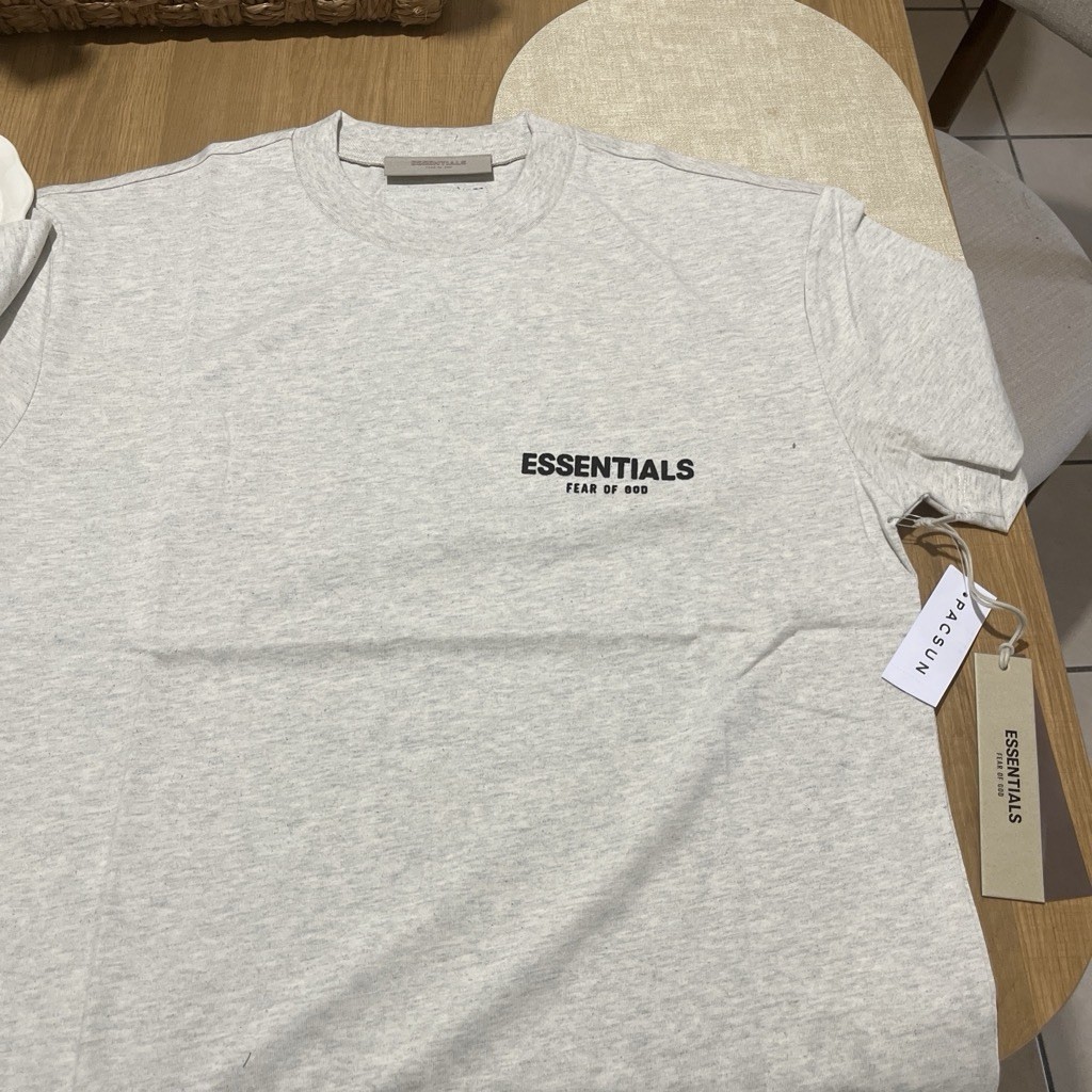 Essentials Fear of God Men’s Gray Cotton Logo Graphic Crewneck Tee Size S
