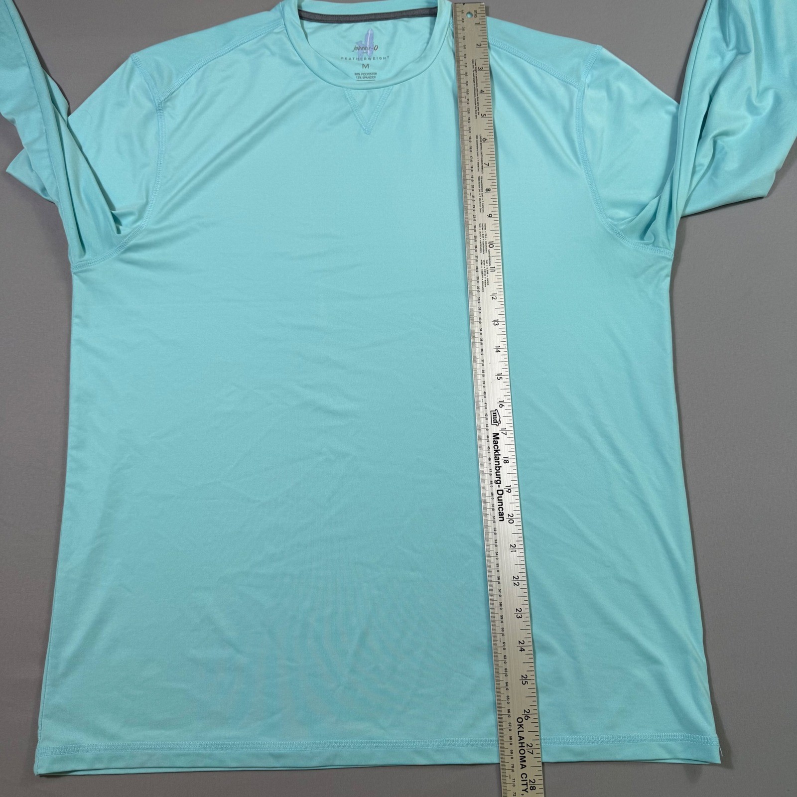 Johnnie-O Featherweight Shirt Mens Medium Blue Long Sleeve UPF 50+ Golf Stretch
