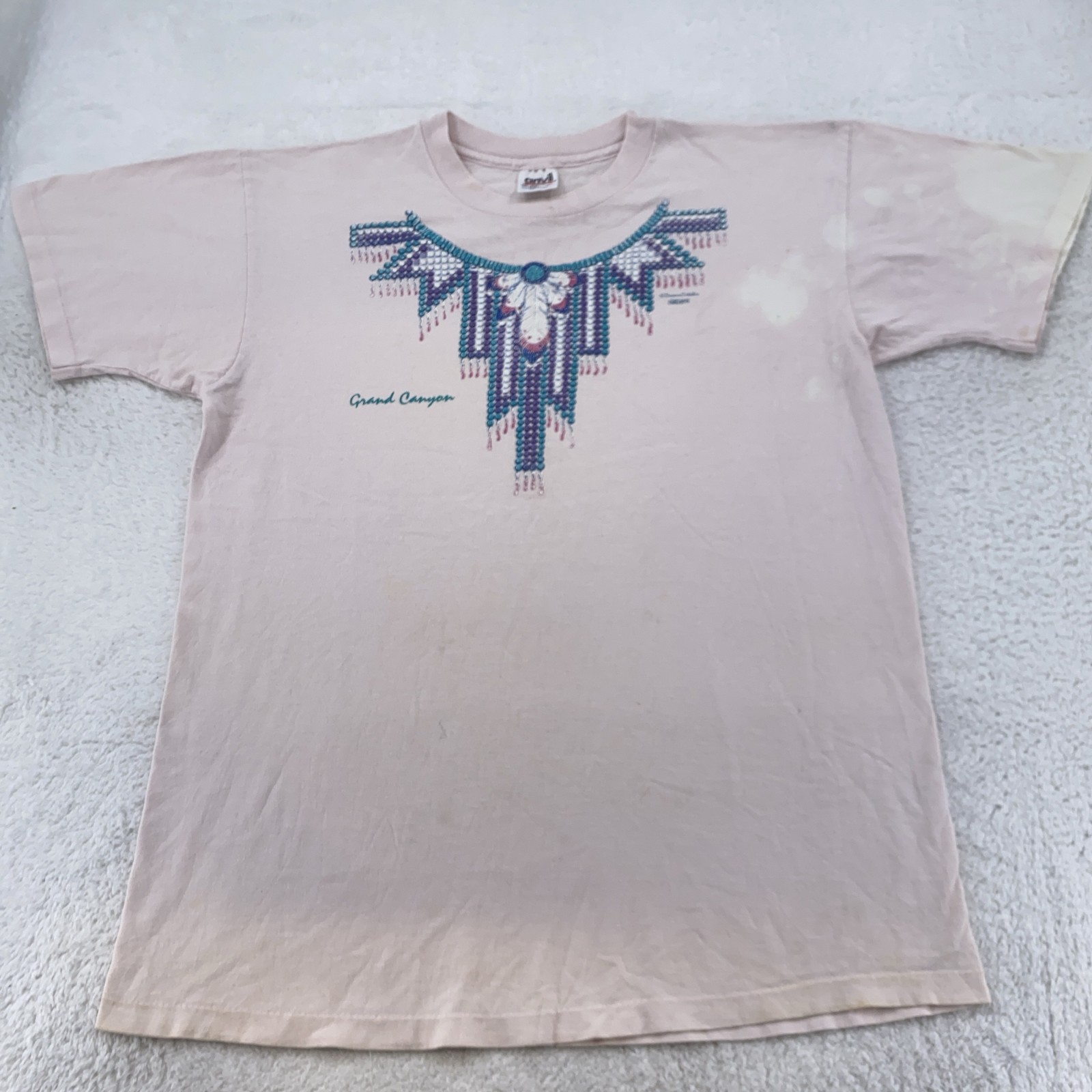 Vintage Grand Canyon Shirt Mens Large Beaded Feather Graphic Anvil USA 90s Tee