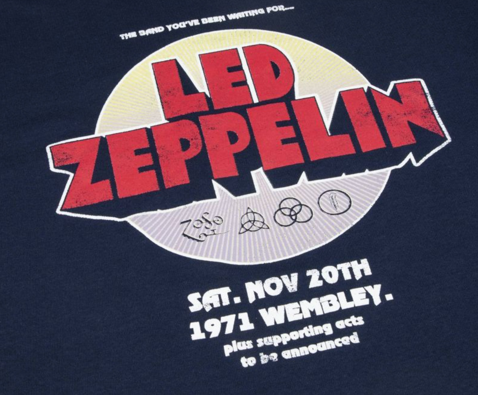 Rock Band Led Zeppelin Short Sleeve Graphic 1971 Wembley T-Shirt New