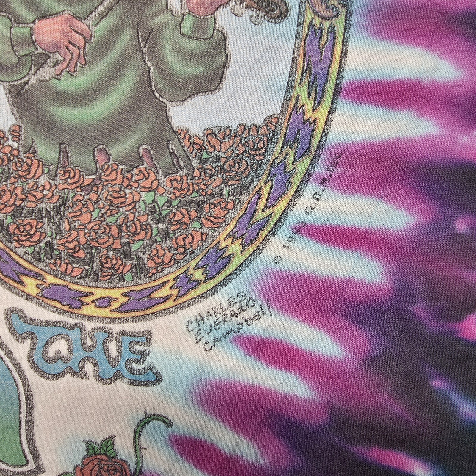 VTG Grateful Dead Seasons of the Dead Tie-Dye T-Shirt Men’s XL Liquid Blue 1993