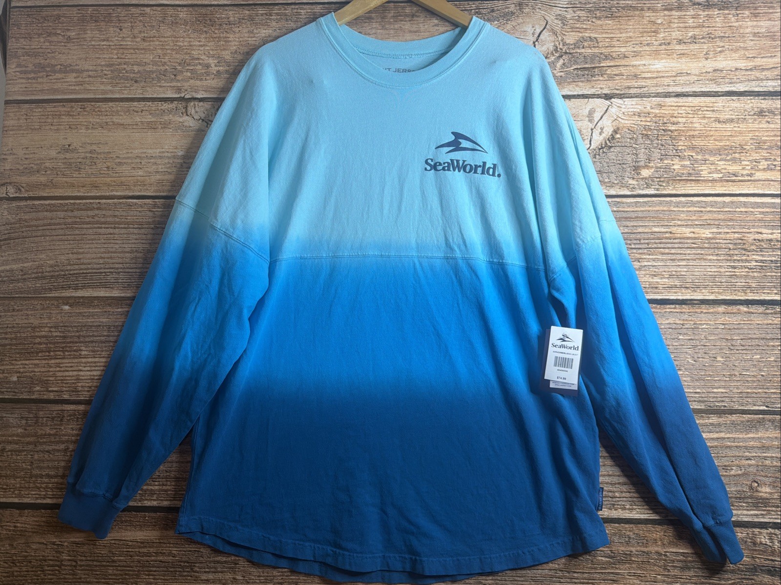 FLAW-SeaWorld Rescue Sweatshirt Mens Large Gradient Blue Marine Animal Graphic