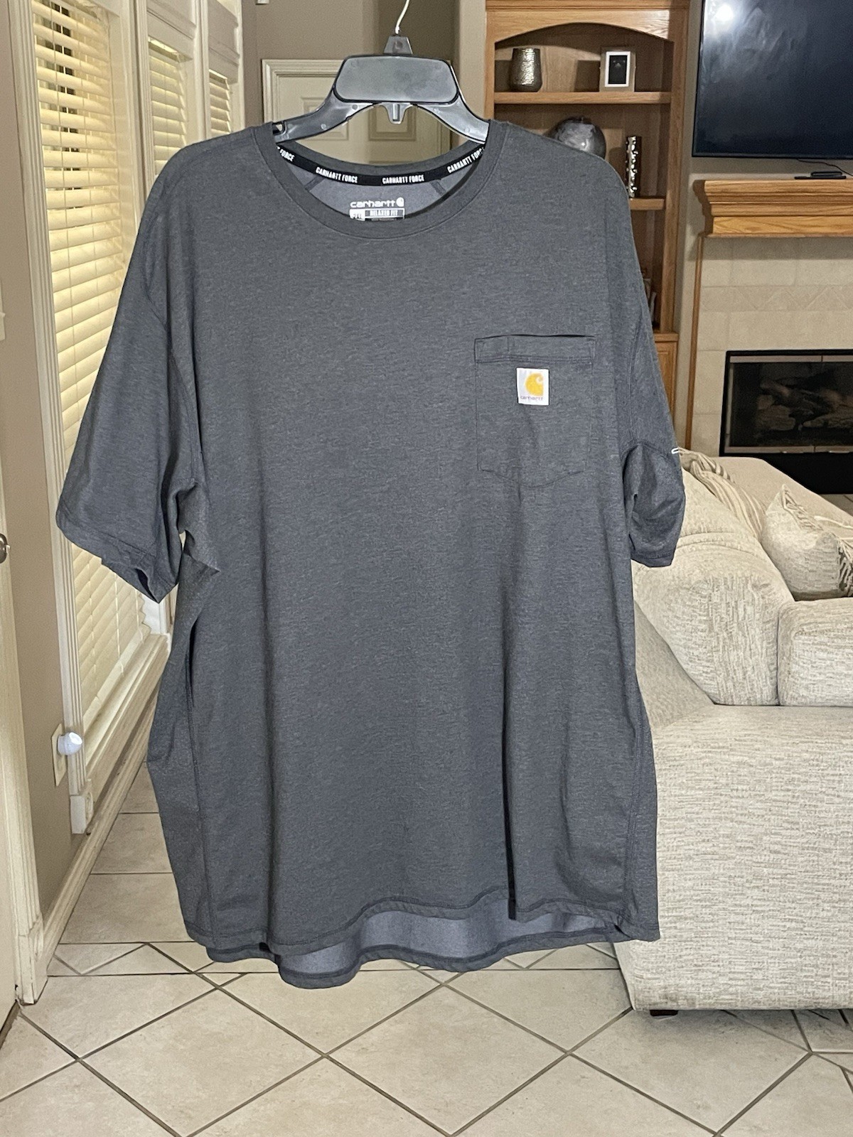 Carhartt Force T-Shirt Men’s 2XL Gray Relaxed Fit Pocket Tee Durable Performance