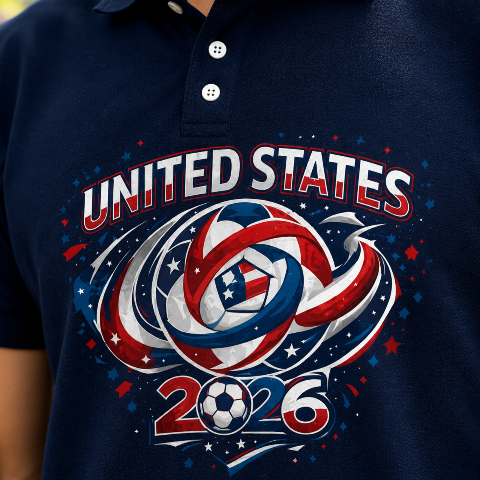 USA Soccer Golf Shirt Men Patriotic American Flag Soccer 2026 Fan Polo (S-5XL)