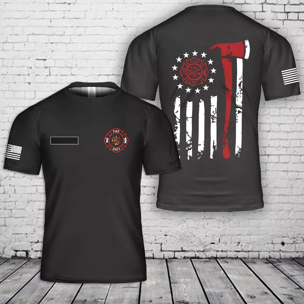 Custom Your Department Name And Your Name Firefighter With American Flag3D Shirt