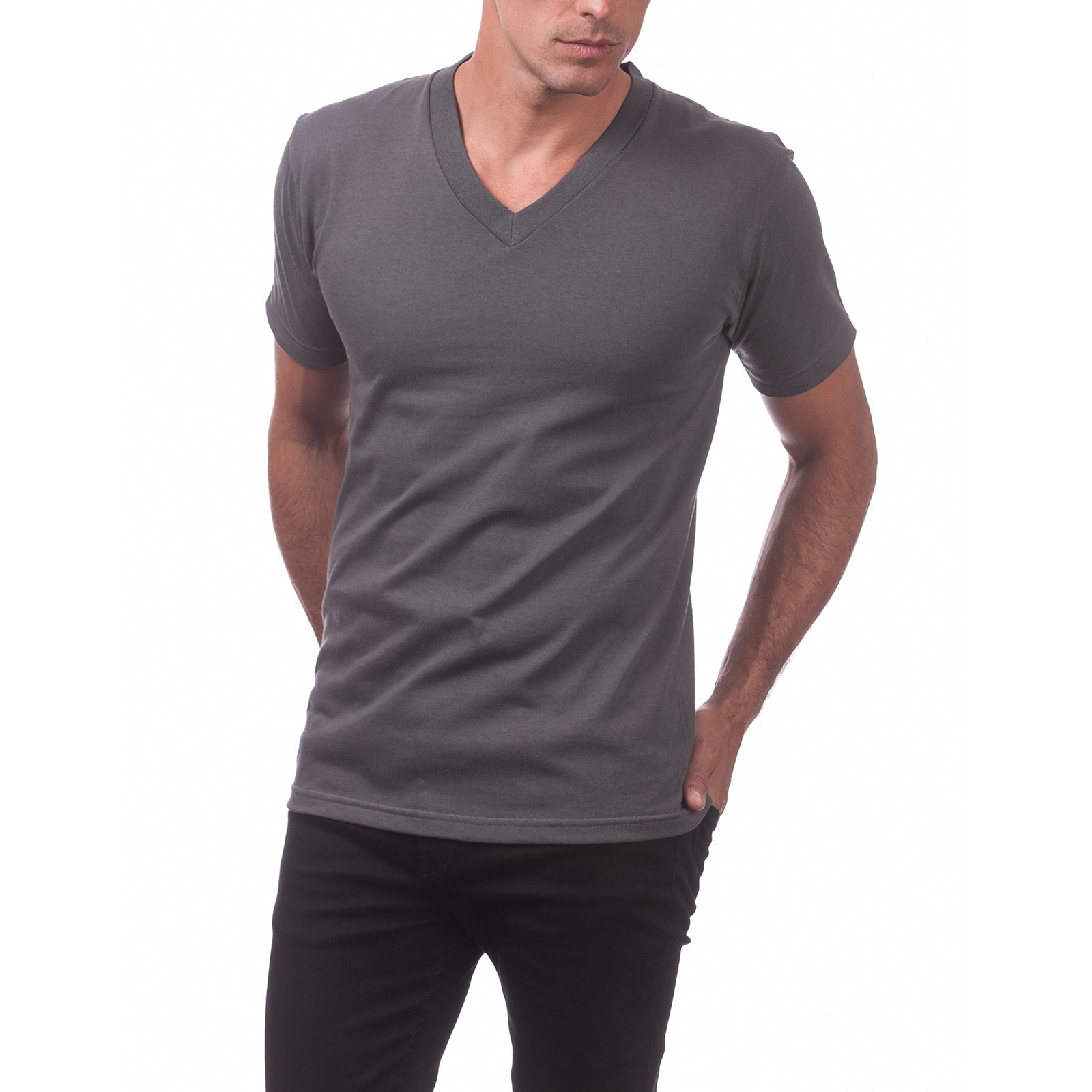 Pro Club Men’s Comfort Cotton Short Sleeve V-Neck Tee T- Shirt