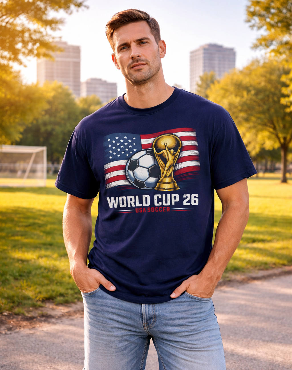 Unisex Graphic Print Tee Football FIFA World Cup 2026 Soccer T-Shirt Flag Trophy