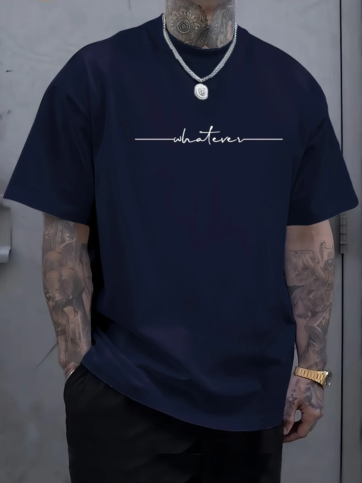 Summer Men’s Cotton Casual Loose Fit Printed Round Neck Short Sleeved T-shirt