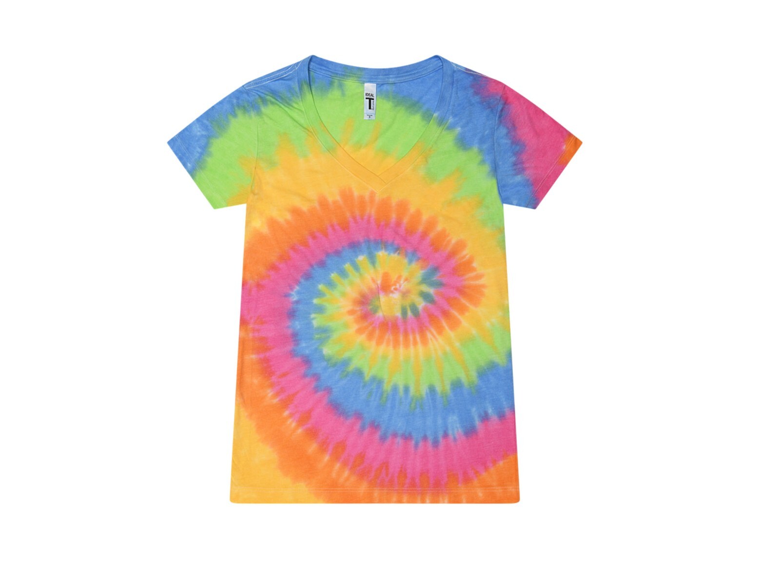 Multi-Color V-Neck Tie Dye T-Shirts Adults Short Sleeve Cotton Colortone