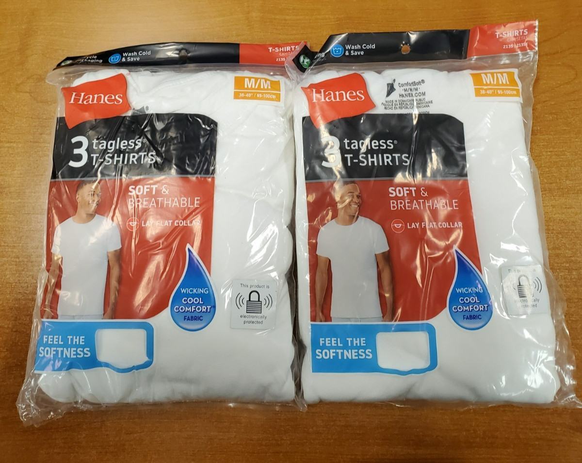 2 Pks of 3: Hanes Tagless Men’s White Crew T-Shirt Undershirt *Size M* (AD3268)