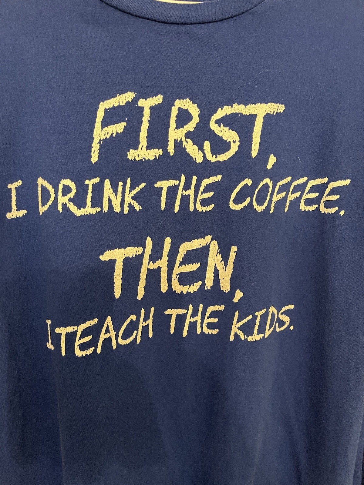 Port & Company Men’s XL Blue Long Sleeve Coffee Teacher Graphic T-Shirt