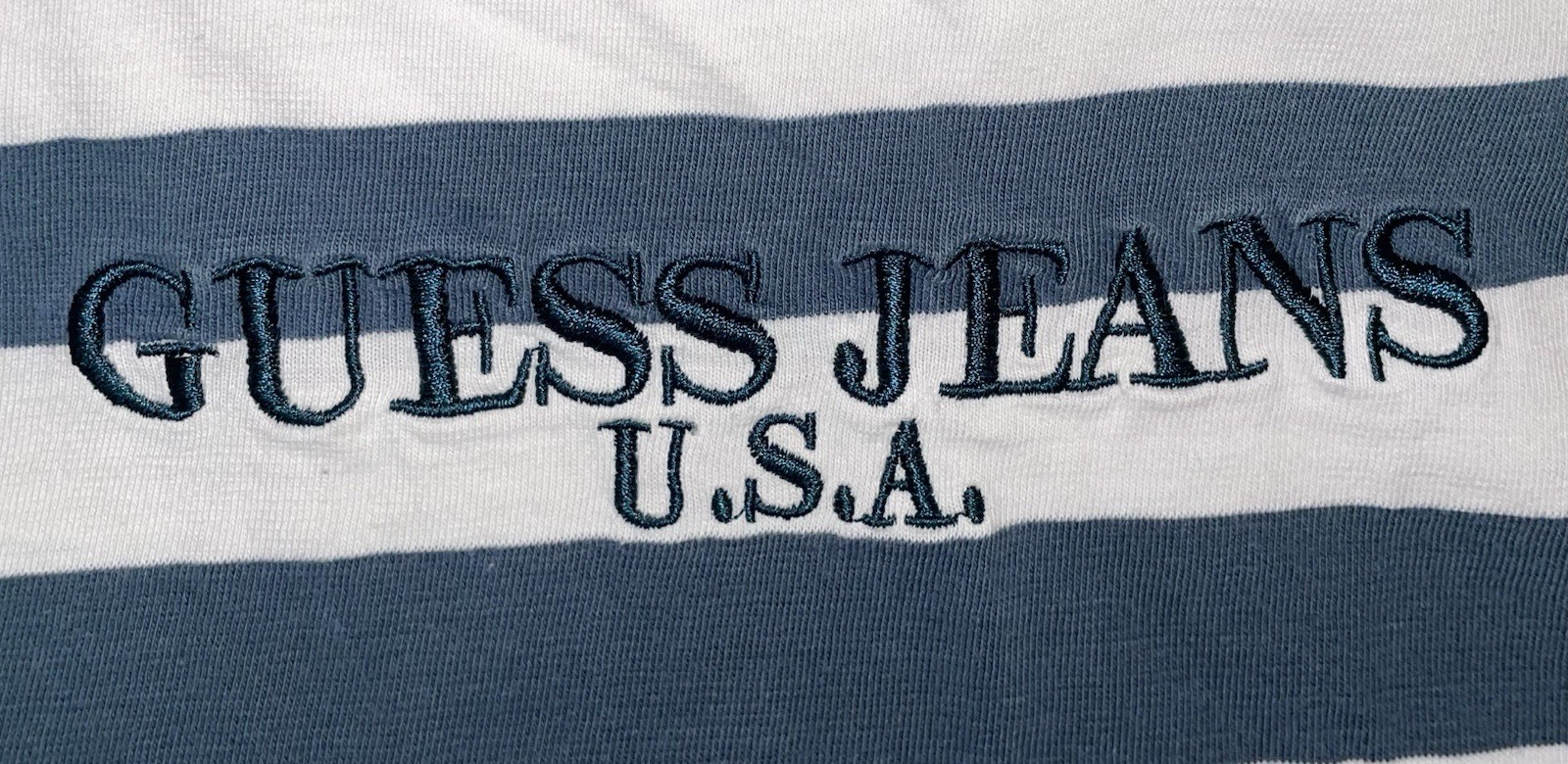 Vintage 90s Guess Jeans Usa Striped Shirt Mens XXL White Blue Shorts Sleeve