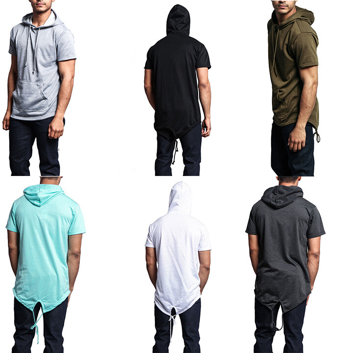Victorious Men’s Long Length Short Sleeve Fishtail Pullover Hoodie Sweater TS600