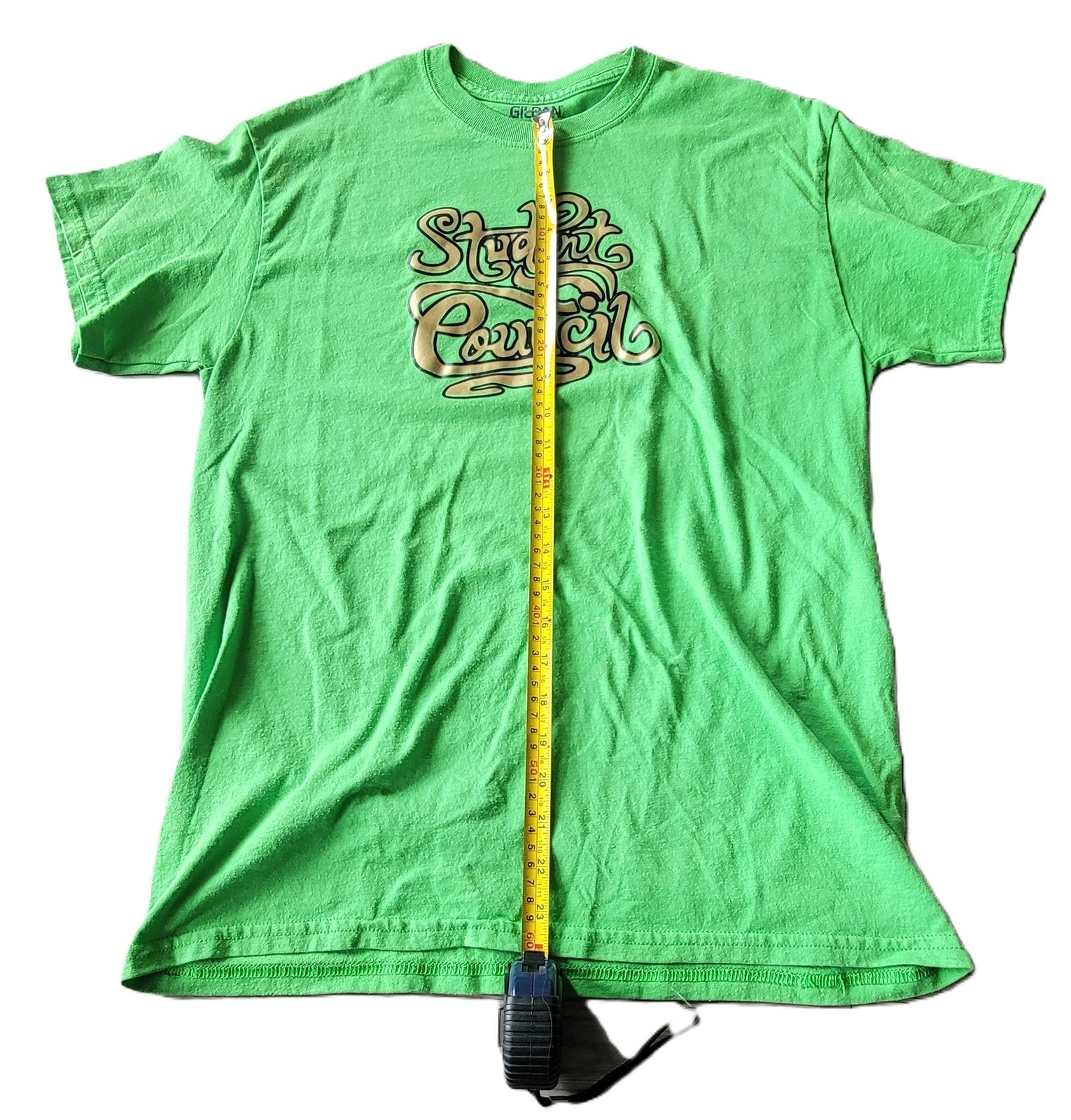 Gildan DryBlend Men’s Medium Lime Green Student Council Graphic T-Shirt Cotton