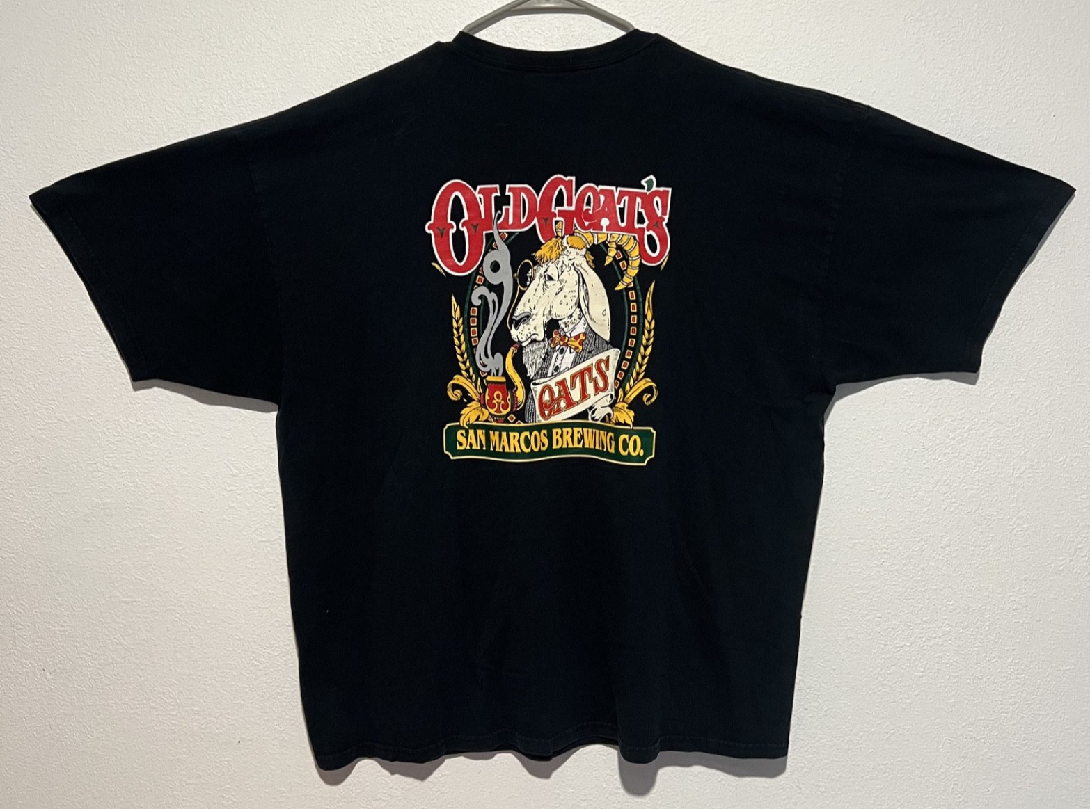 Old Goat’s Oats San Marcos Brewing Co. Oatmeal Stout Beer T-Shirt Size 2XL A7