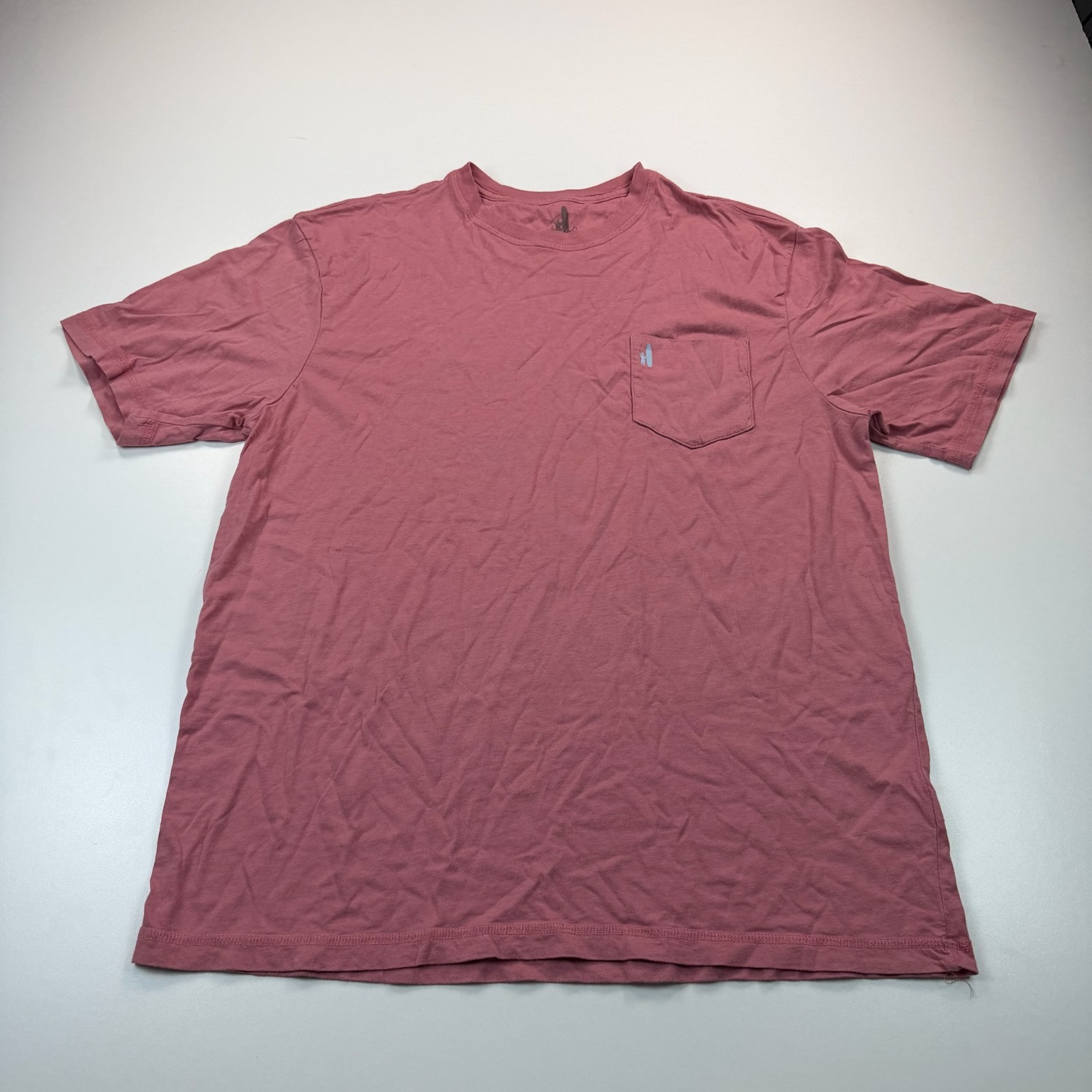 Johnnie O Graphic Shirt Mens Large Red Crew Neck Beach Pocket Preppy Casual