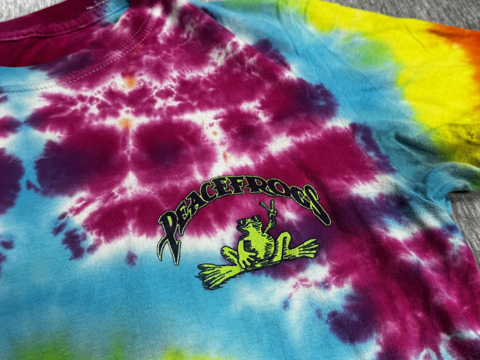 Peace Frogs Shirt Mens Medium Tie Dye Back In The Day Hippie Graphic Tee T-Shirt