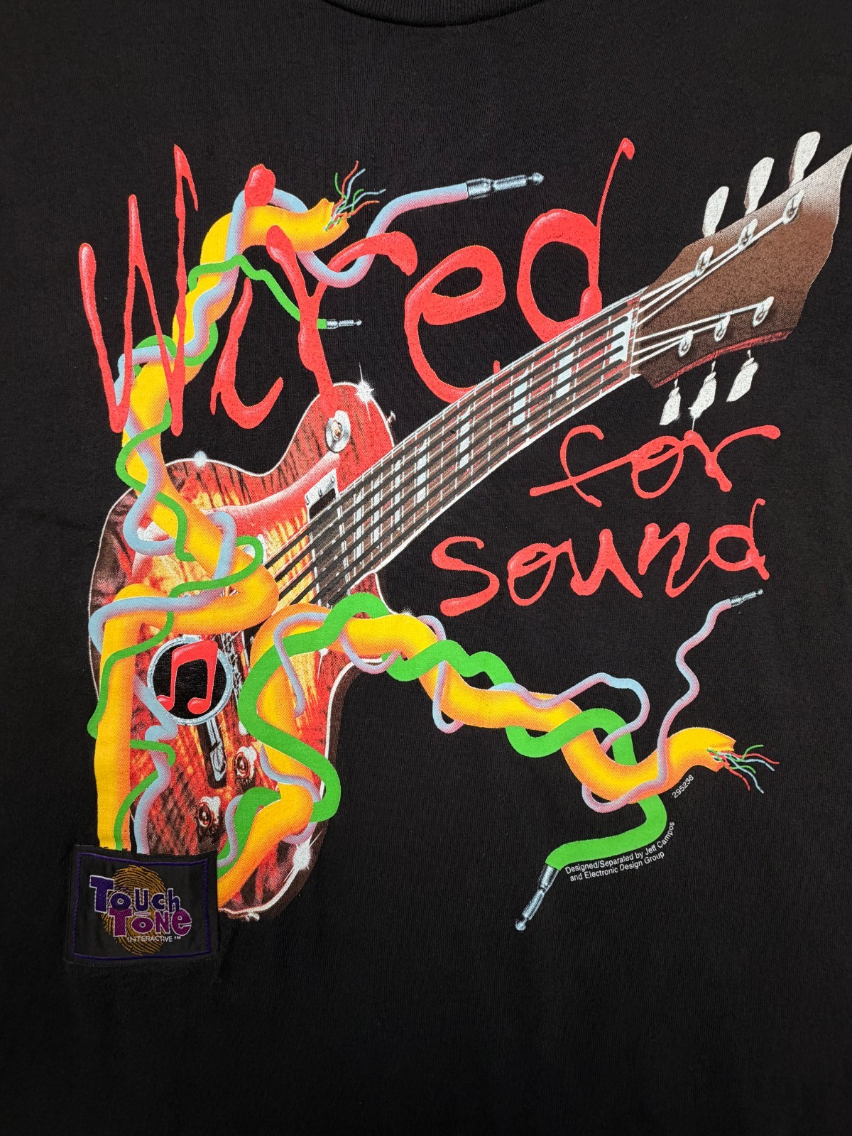 Vintage Touch Tone Wild Oats Wired for Sound Guitar Shirt Size XL Black Tee USA