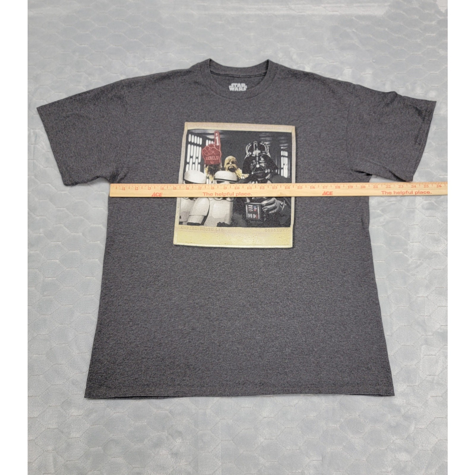 Star Wars Fifth Sun Shirt Mens L Gray Darth Vader Stormtrooper Selfie Graphic
