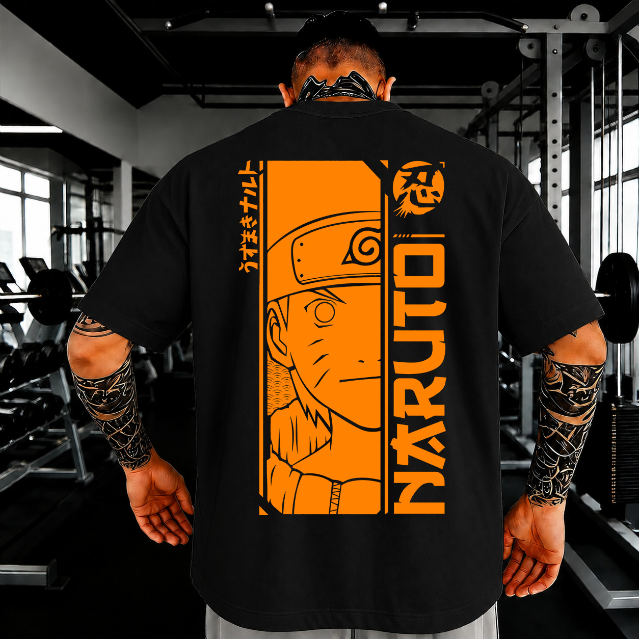 Men’s Cotton Anime Graphic Tee Oversized Japanese Streetwear Crew Neck Shirt