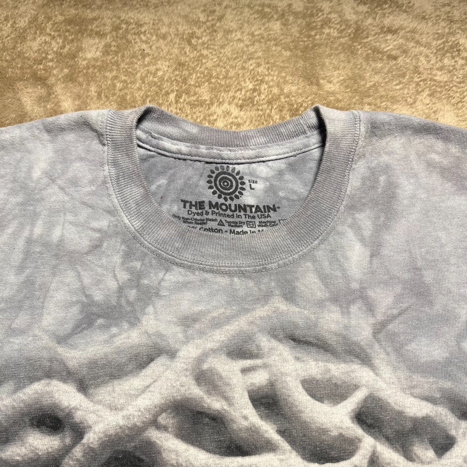 The Mountain Jesus Crown of Thorns T Shirt Mens L Gray Tie Dye Graphic Y2K Tee