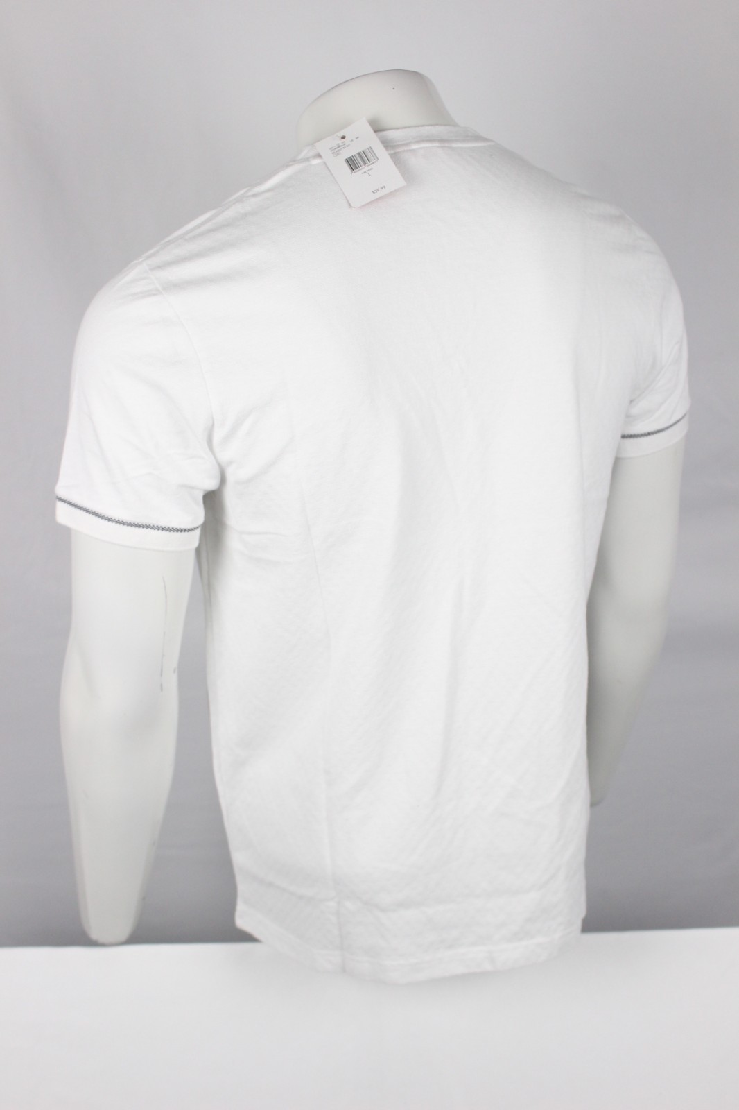 Guess Men’s Ricardo Short Sleeve Slit Henley T Shirt Pure White Textured
