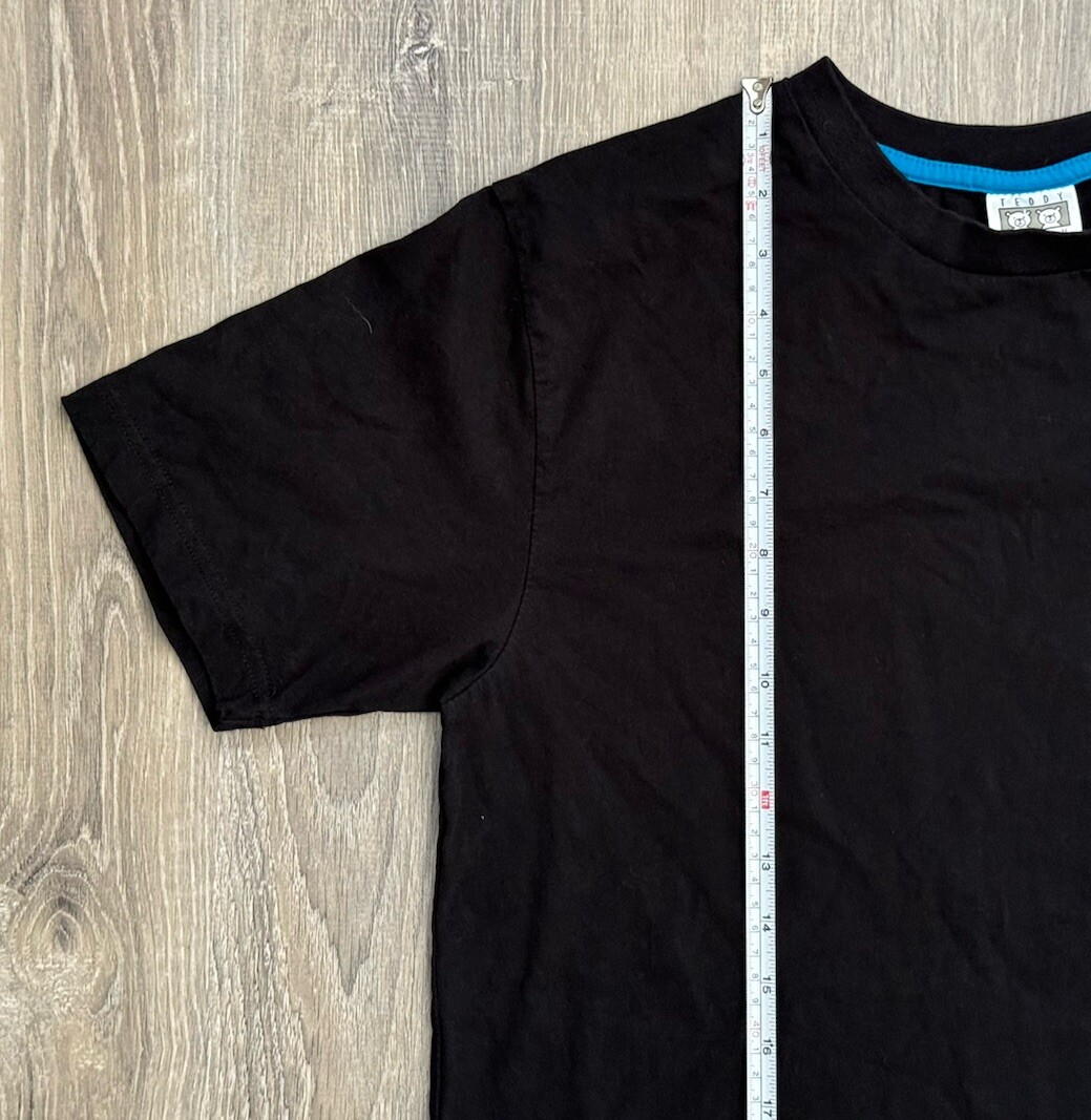 Teddy Fresh Graphic T-Shirt Stitched Button Eye Bear Men’s Medium Black
