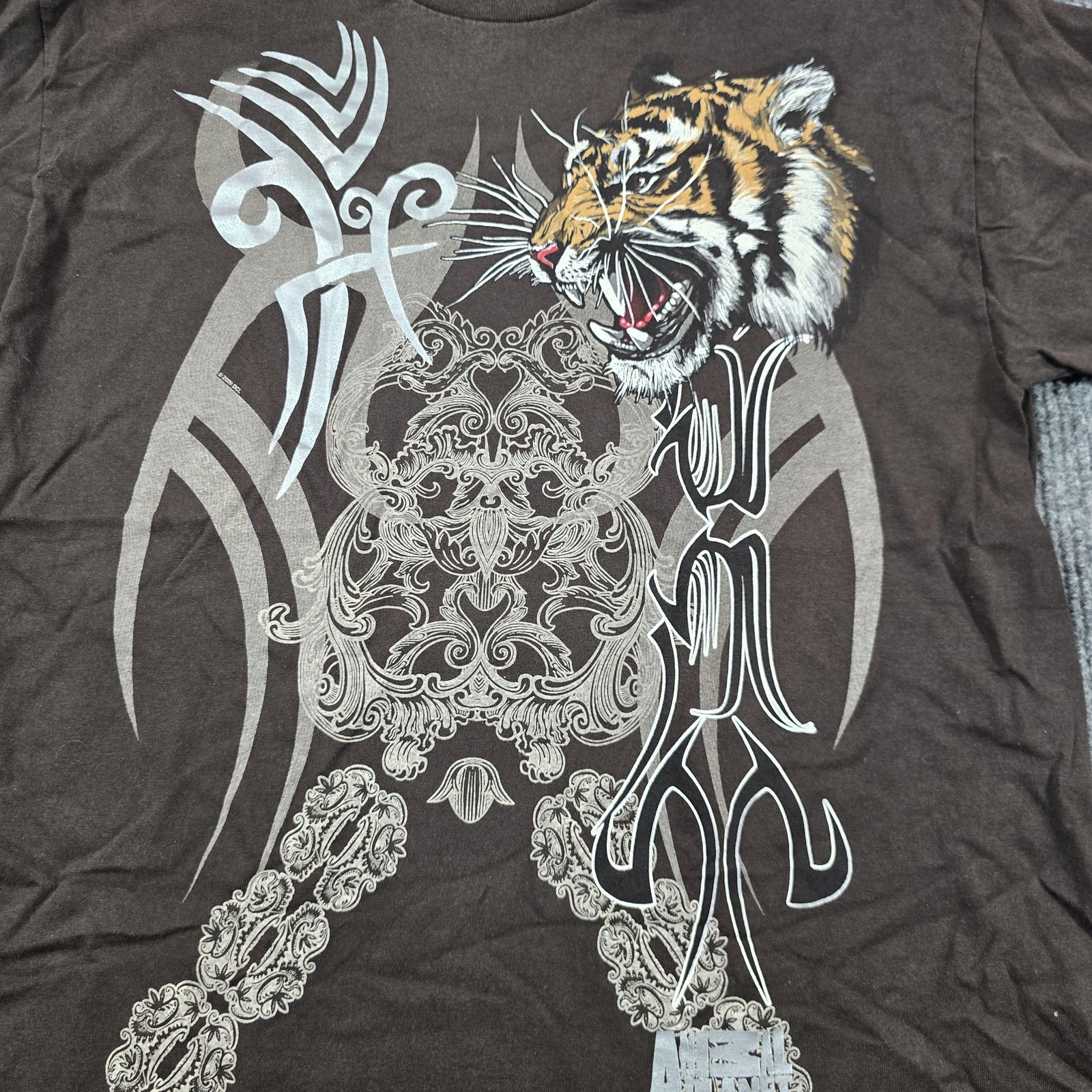 Animal Planet Shirt Mens XL Brown Tiger Tribal Graphic T-Shirt Tee Alstyle Y2K