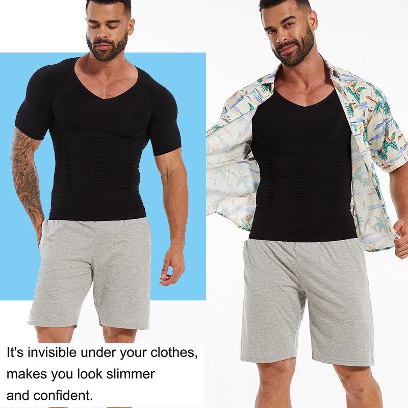 Men Slimming Body Compression Vest T-Shirt Firm Tummy Control Body Shaper Tops