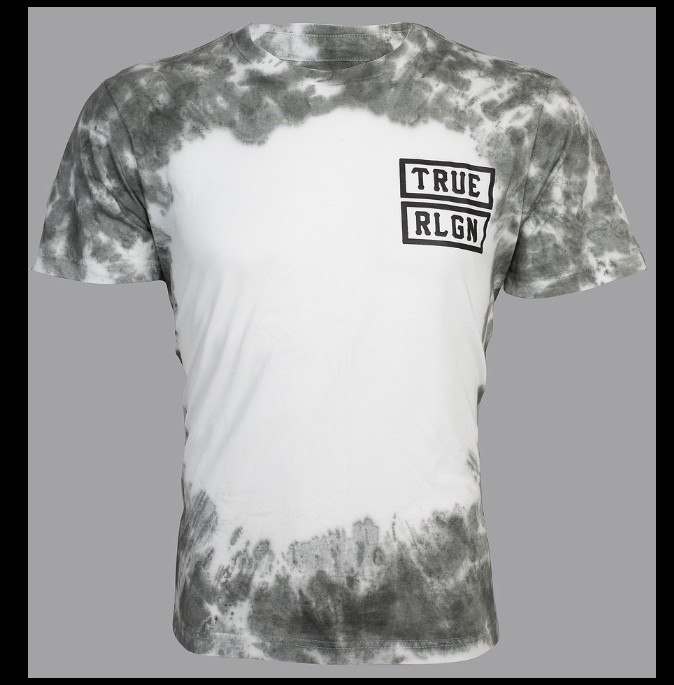 $89 TRUE RELIGION Grey Tie Dye OUTLAWS Short Sleeve Designer Graphic T-shirt NWT