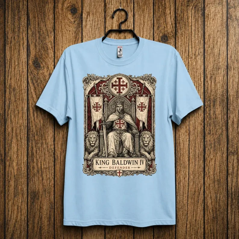 Crusader Knight Shirt, King Baldwin IV Warrior Tshirt, Templar Battle Tee