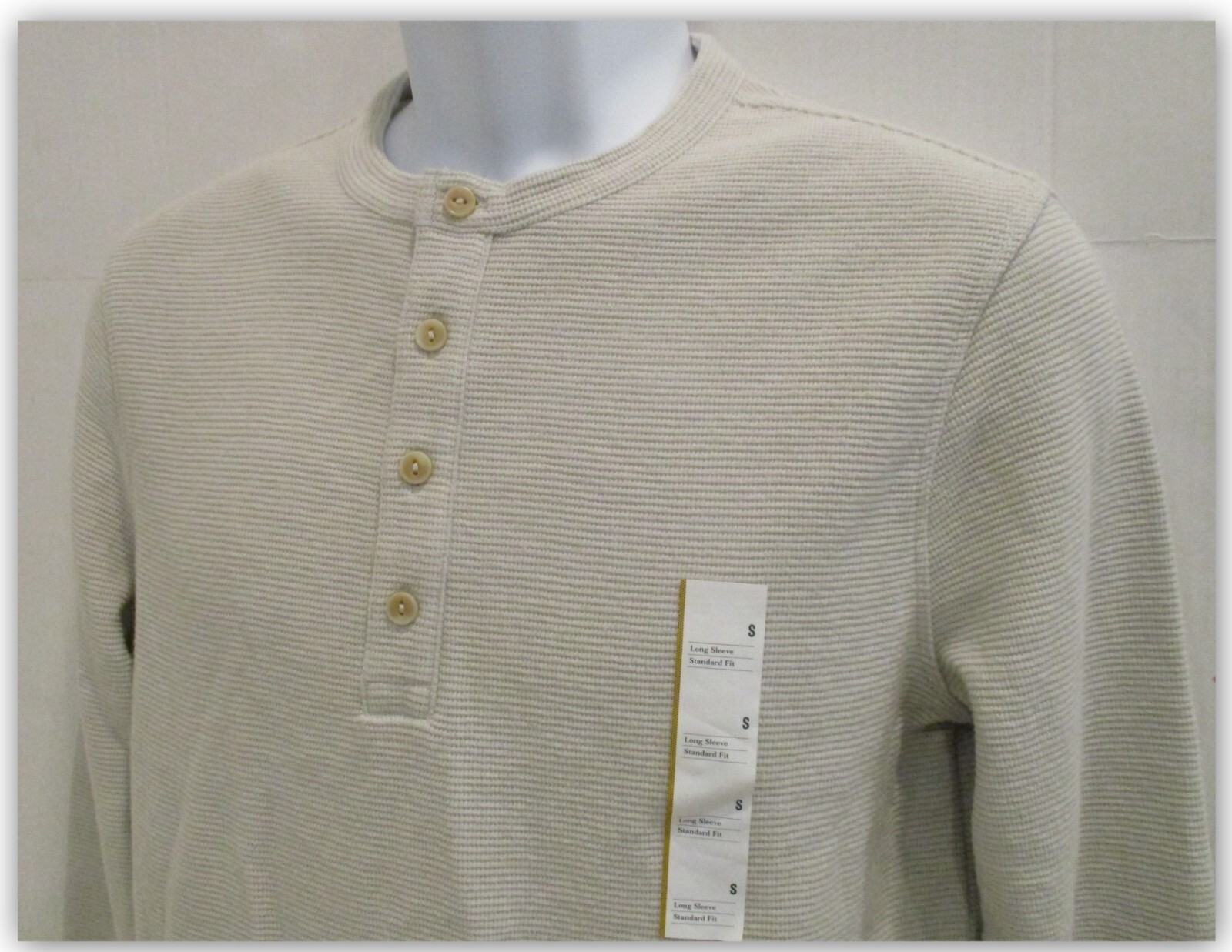 Long Sleeve Textured 4 Button HENLEY Shirts Goodfellow Tan / Brown / Green