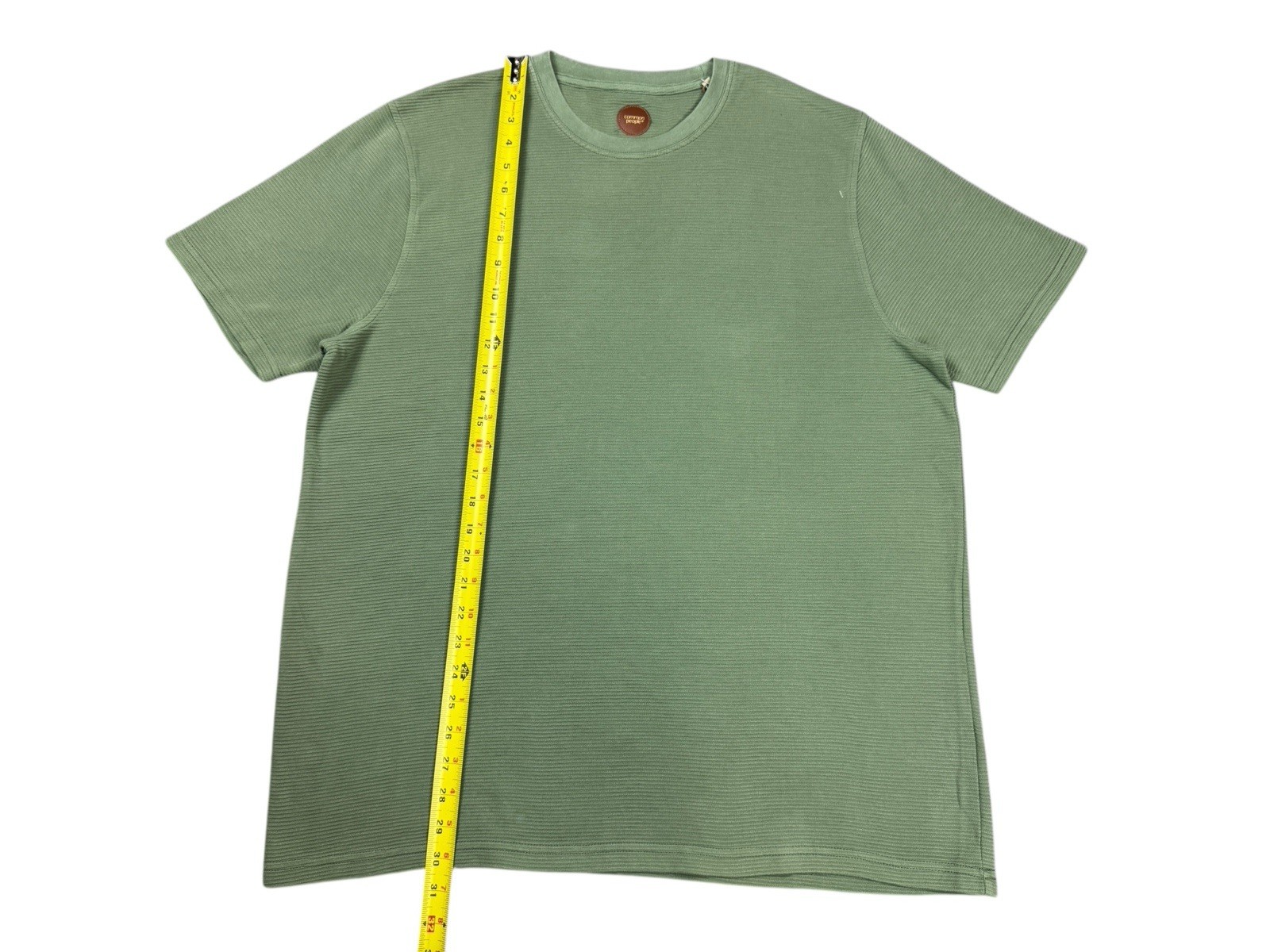 Common People Ottoman Texture Shirt Garment Dye Relaxed Fit Green L Ribbed Sleek