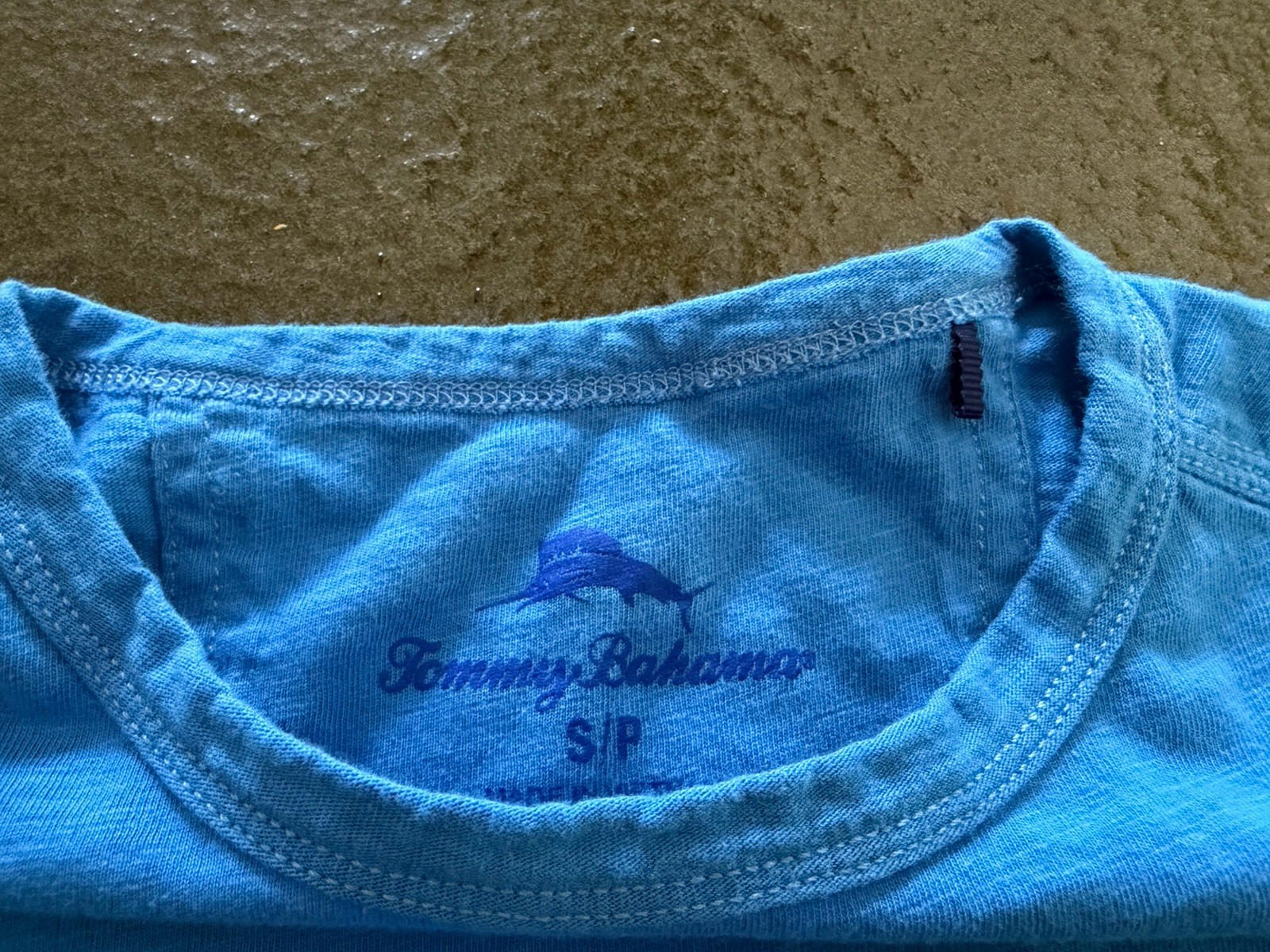 Tommy Bahama Men’s Blue Crew Neck Short Sleeve Pocket Logo Tee Cotton Knit S/P