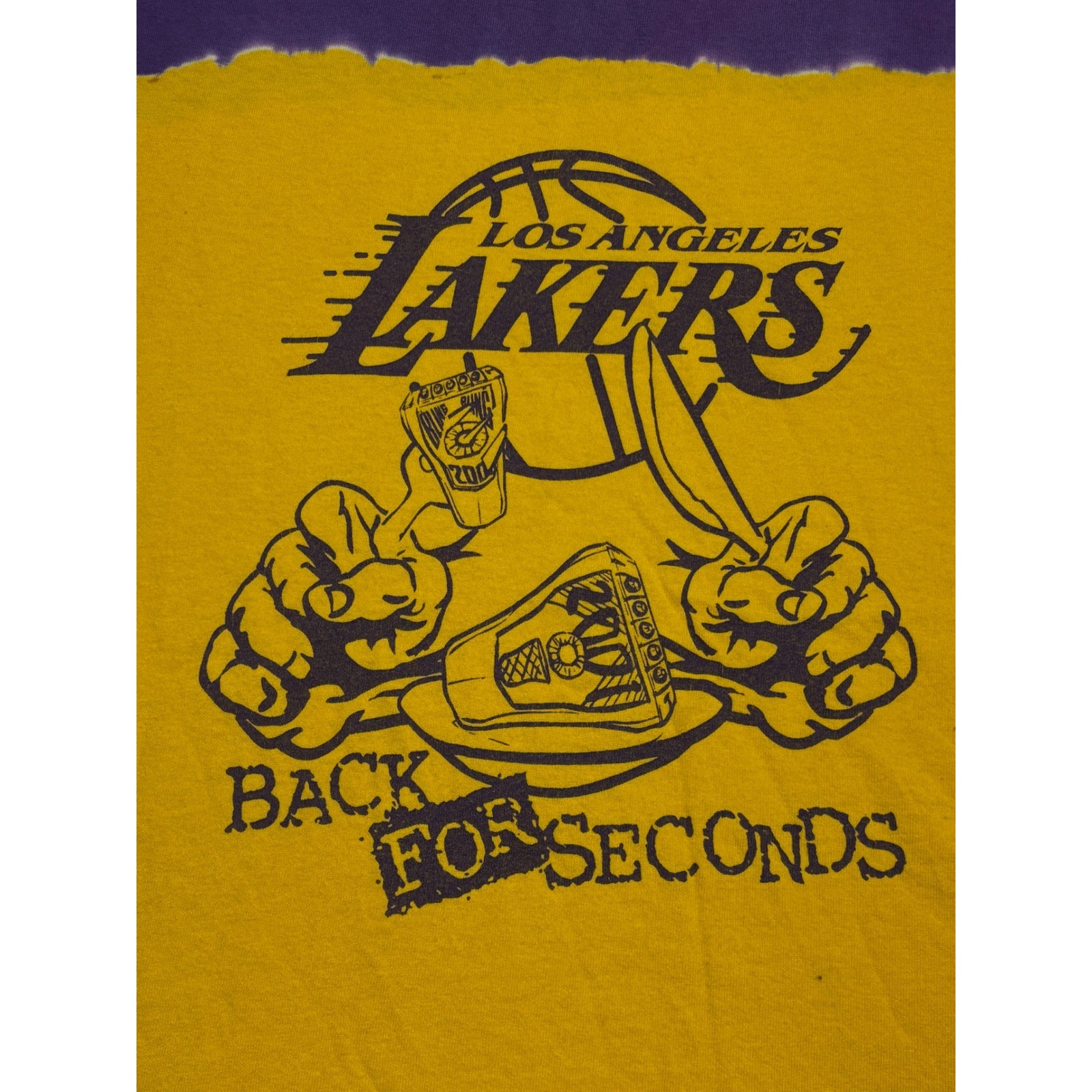 Los Angeles Lakers Back For Seconds Sleeveless T Shirt Anvil XL Yellow Purple