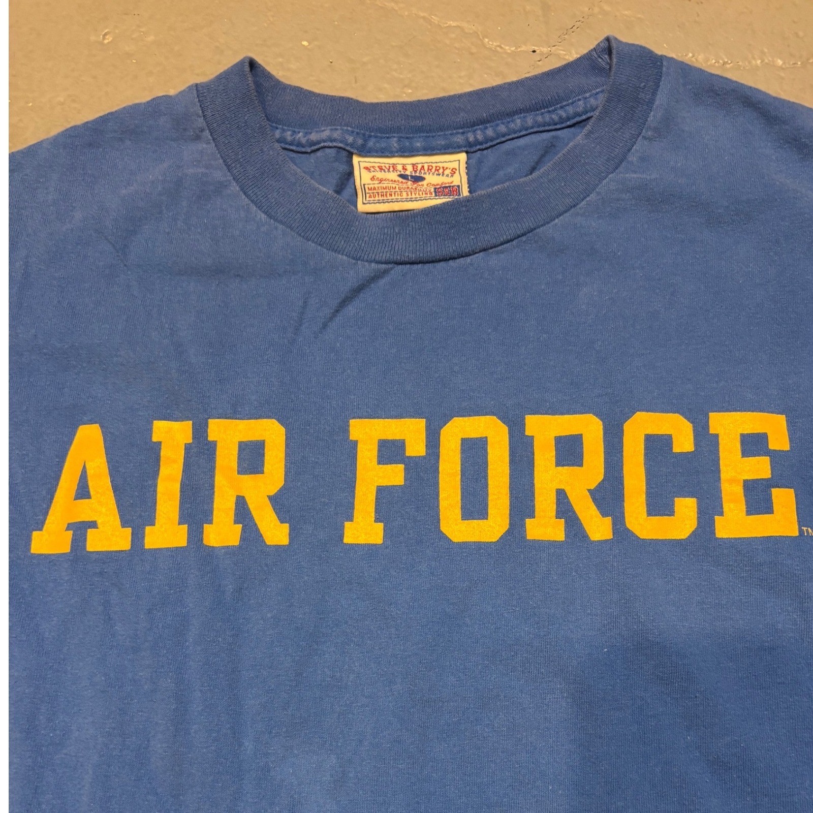 Air Force Longsleeve Tee Blue Fader Y2K College Military Size L