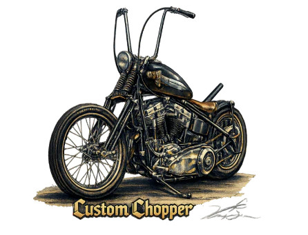 Custom Chopper 3 Vintage Motorcycle Art T-Shirt An Old Man’s Art