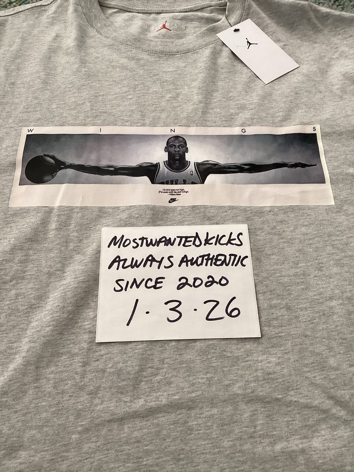 NWT Nike Air Jordan Retro Wingspan Heather Grey T-Shirt Men’s Sz XL FREE SHIP!!