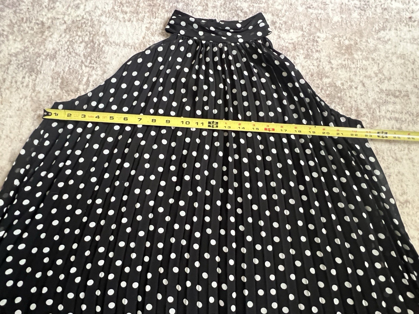 Karllagerfeld Blouse Women Medium Pleated Shirt Black White Polka Dot Top