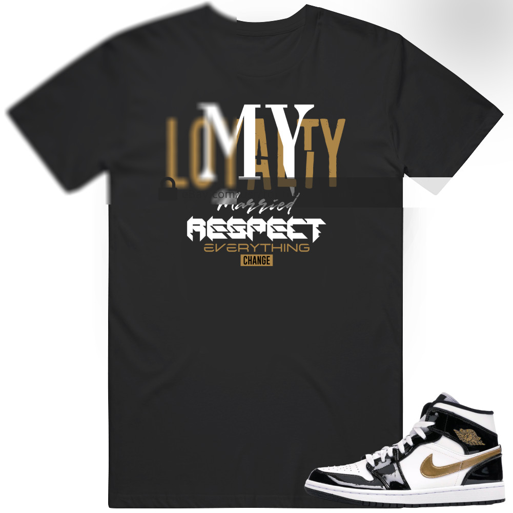 Shirt To Match Air Jordan 1 Mid Patent Black White Gold Men