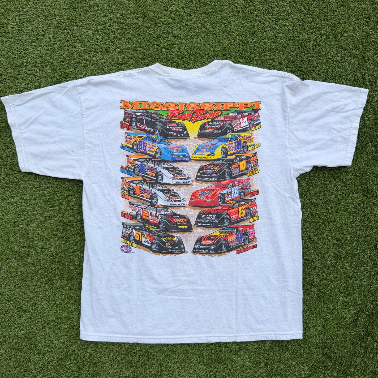 Vintage Mississippi Bad Boyz Dirt Track Racing T-Shirt White Mens XL