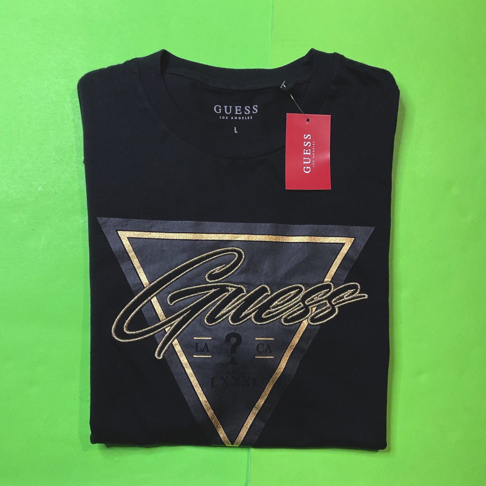 GUESS Los Angeles Men’s Short Sleeve T-Shirt Size LARGE Black 100% Cotton NEW