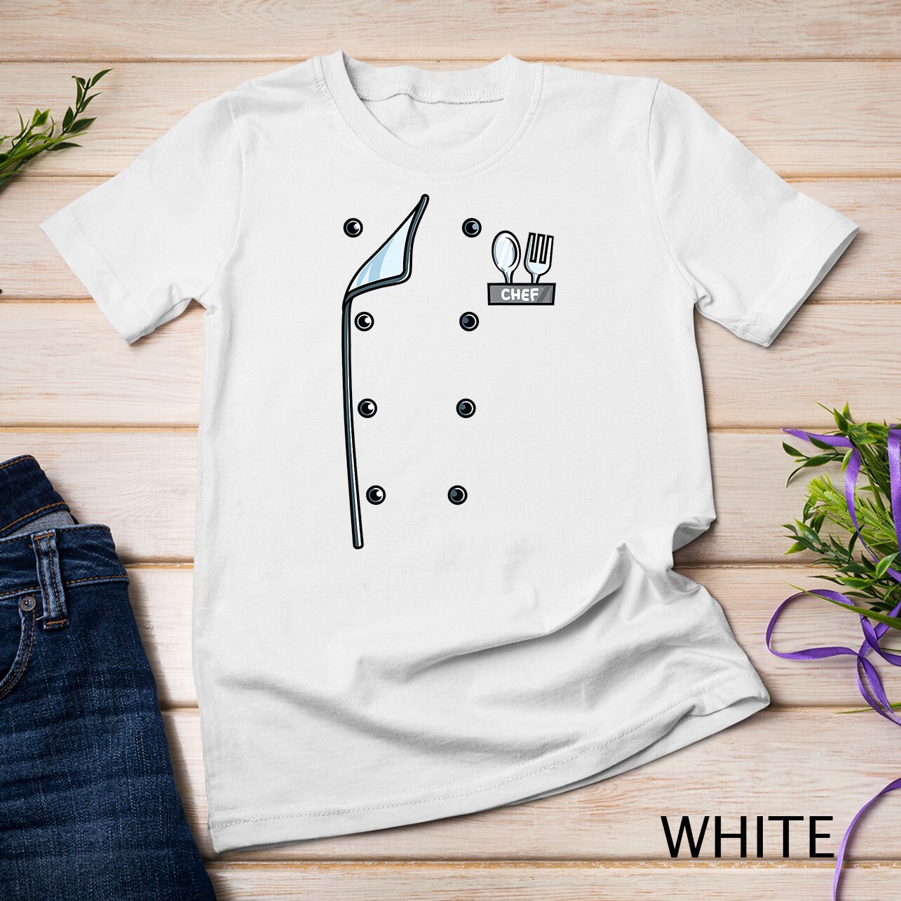 Chef Uniform Jacket Faux Funny Cook for Cooking T-Shirt Unisex T-shirt