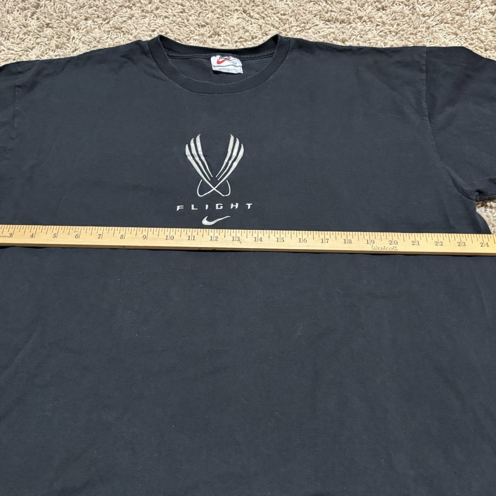 Vintage Y2K 80s 90s Made In USA Nike Flight Basketball Black T Shirt Mens XL