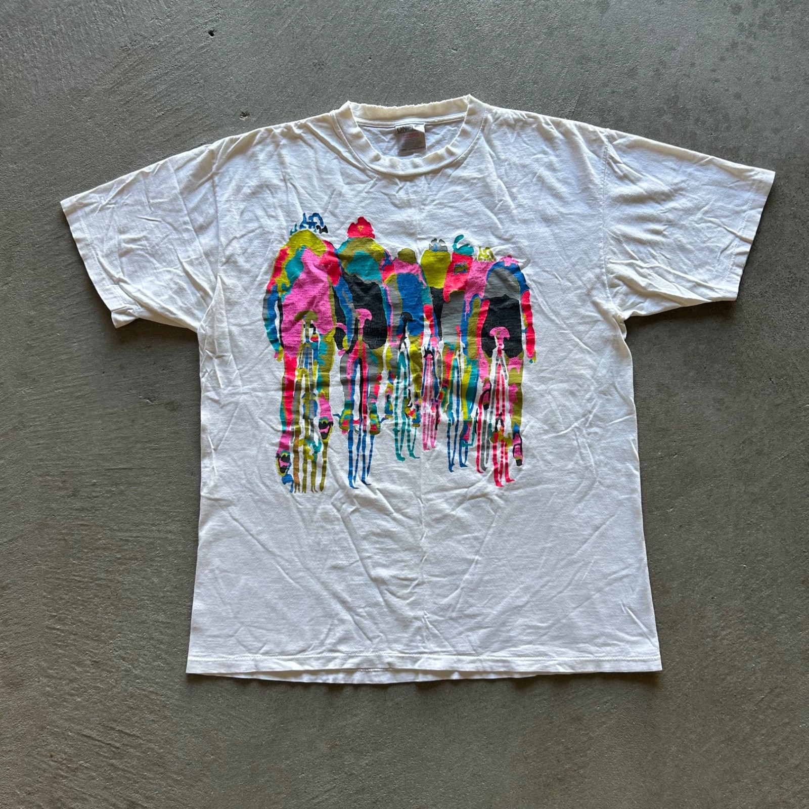 Vintage 90s Bicycle Art Shirt Size XL White Colorful 1992 Andrew Carson Bike