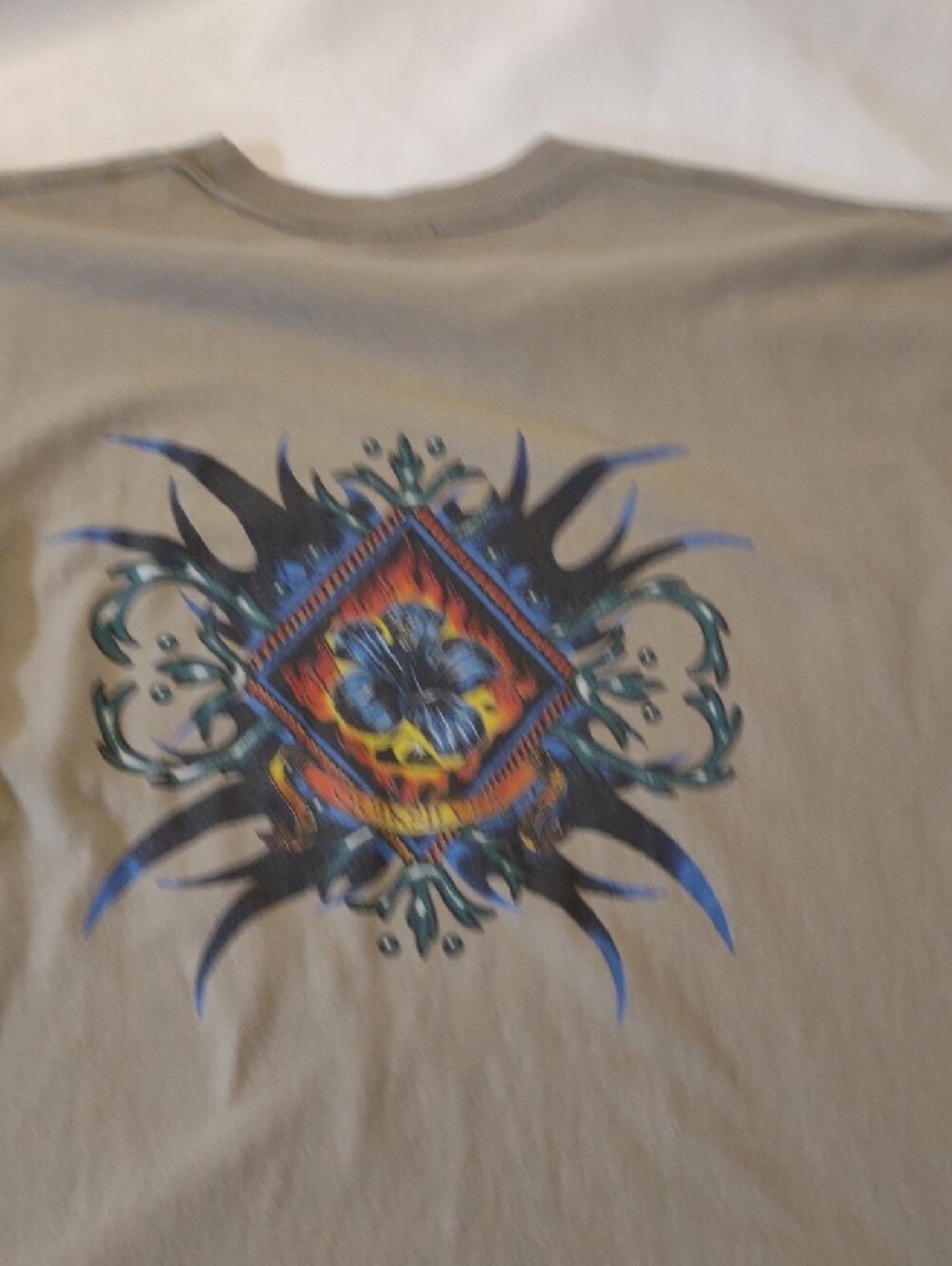Vintage Quiksilver Khaki Short-Sleeve Tee w/ Sm. Logo Front / Lg. Logo Back – XL